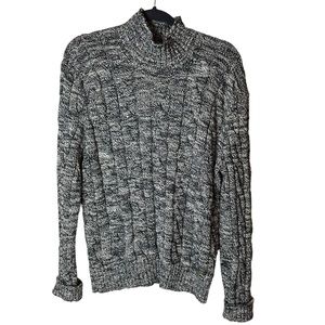 Polo Ralph Lauren Vintage Black White Mock Neck Sweater Button‎ Size Medium